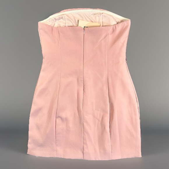 NEW Missguided Bandeau Mini Dress Baby Pink Strapless Waist Chain Slit Women’s 4 - Picture 3 of 10
